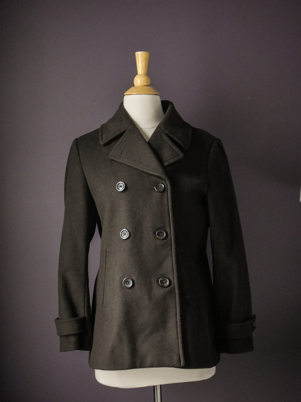 Women’s Double-Breasted Wool Peacoat - Brown
